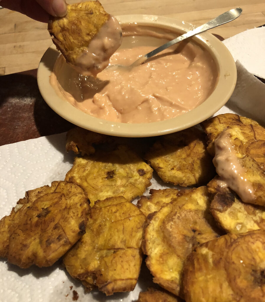 Tostones with Mayo-Ketchup Dipping Sauce